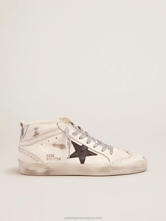 mujer zapatillas deportivas de media estrella con refuerzo laminado en el talón y cordones brillantesGolden Goose 02H64