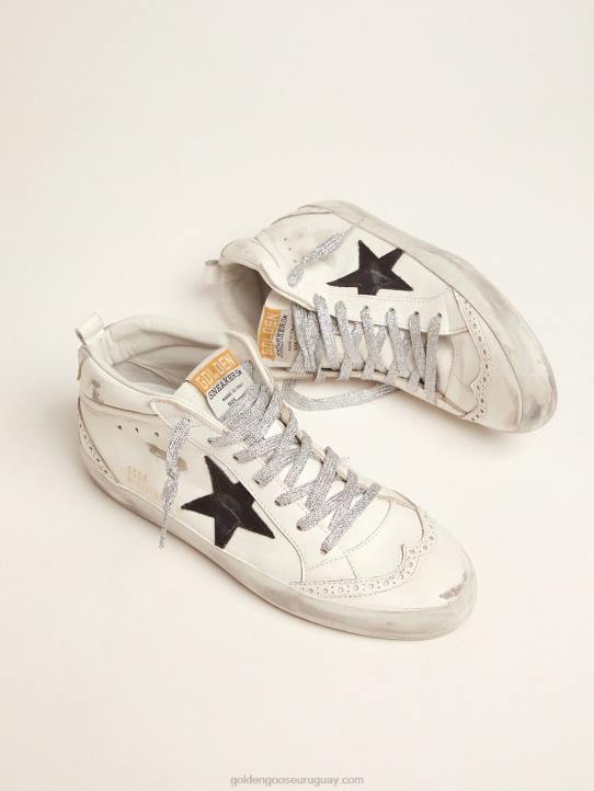 mujer zapatillas deportivas de media estrella con refuerzo laminado en el talón y cordones brillantesGolden Goose 02H64