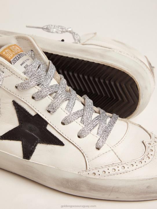 mujer zapatillas deportivas de media estrella con refuerzo laminado en el talón y cordones brillantesGolden Goose 02H64