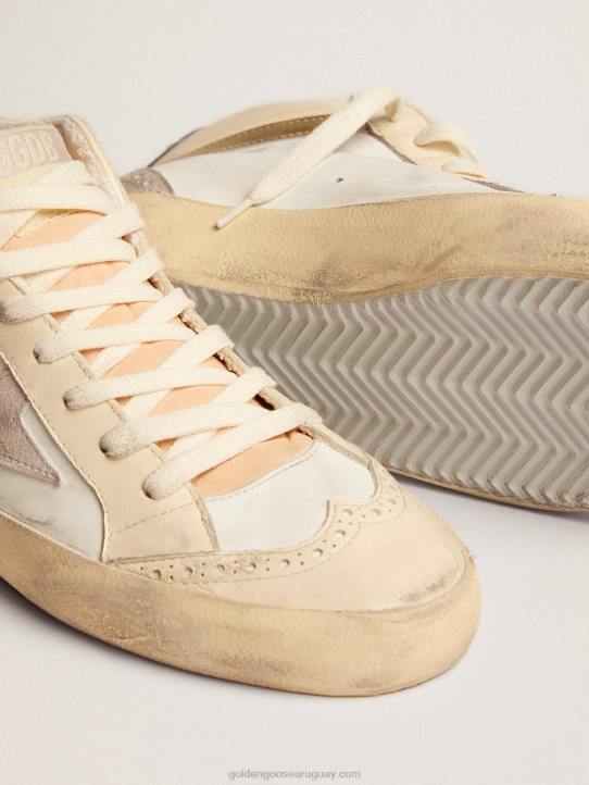 mujer zapatillas mid star con estrella de ante gris claro y destello de piel dorada efecto cromoGolden Goose 02H6139