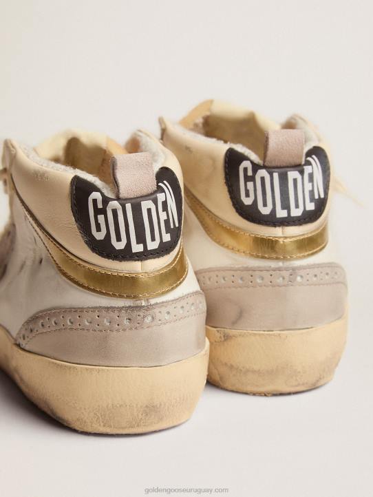 mujer zapatillas mid star con estrella de ante gris claro y destello de piel dorada efecto cromoGolden Goose 02H6139