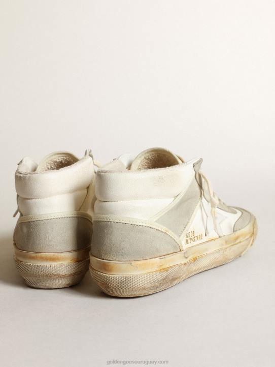 mujer zapatillas mid star con inserciones de ante gris hielo y estrella de piel blancaGolden Goose 02H6224