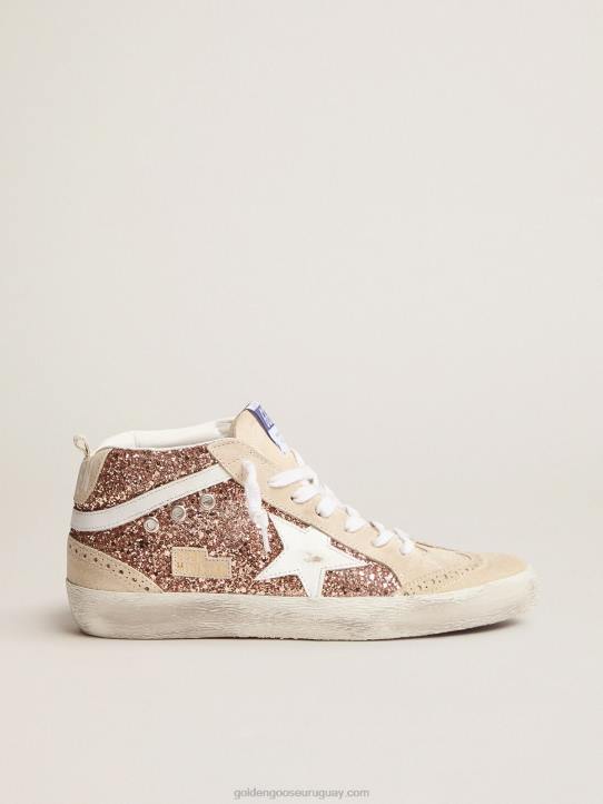 mujer zapatillas mid star con purpurina rosa y doradoGolden Goose 02H658
