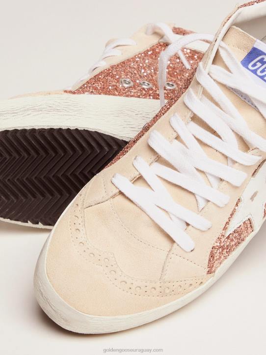 mujer zapatillas mid star con purpurina rosa y doradoGolden Goose 02H658
