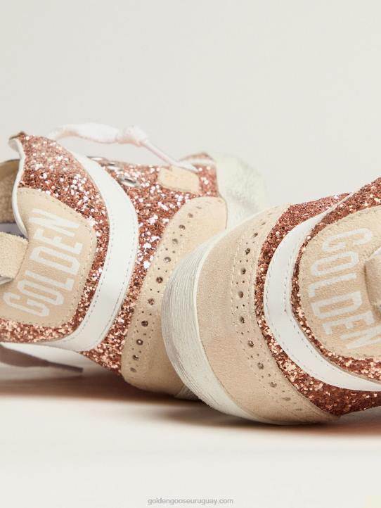 mujer zapatillas mid star con purpurina rosa y doradoGolden Goose 02H658