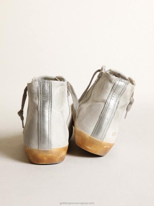 mujer Zapatillas francy de ante blanco con lengüeta de microcristales de swarovski y estrella de piel negraGolden Goose 02H638