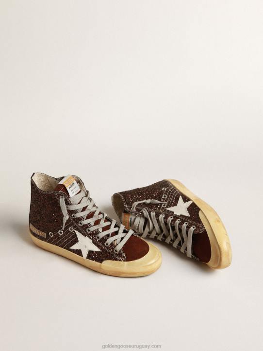 mujer francy penstar en brillo marrón con estrella de cuero blancoGolden Goose 02H6163