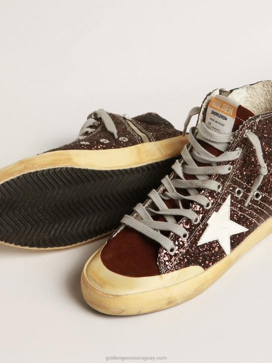 mujer francy penstar en brillo marrón con estrella de cuero blancoGolden Goose 02H6163