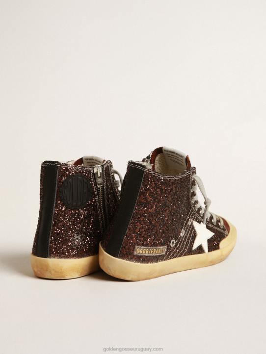 mujer francy penstar en brillo marrón con estrella de cuero blancoGolden Goose 02H6163