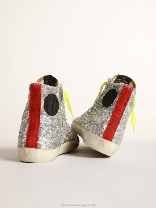 mujer zapatillas francy con lentejuelas plateadas y piel de potro con estampado de leopardoGolden Goose 02H632