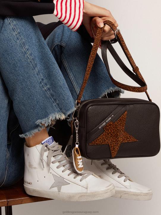 mujer zapatillas francy de piel con estrella de anteGolden Goose 02H6182