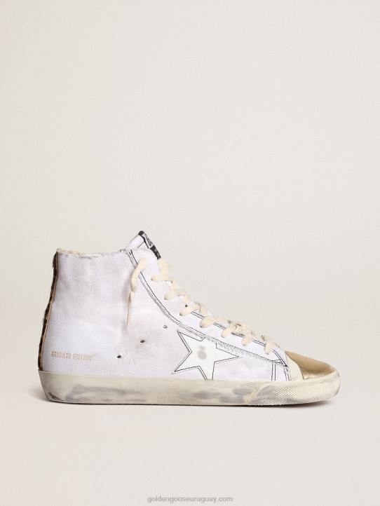 mujer zapatillas francy lab con estrella de piel blanca y puntera de piel metalizada doradaGolden Goose 02H628