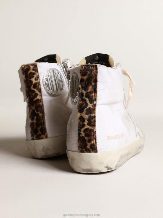 mujer zapatillas francy lab con estrella de piel blanca y puntera de piel metalizada doradaGolden Goose 02H628