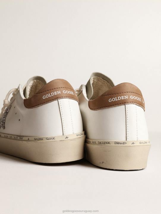 mujer hola estrella con estrella plateada brillante y refuerzo del talón de nubuck gris palomaGolden Goose 02H6218