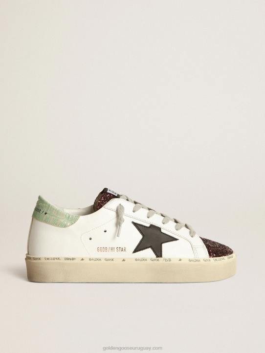 mujer zapatillas hi-star blancas con inserto brillante y estrella negraGolden Goose 02H675