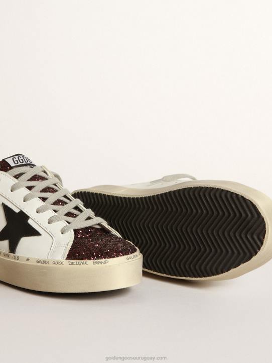 mujer zapatillas hi-star blancas con inserto brillante y estrella negraGolden Goose 02H675