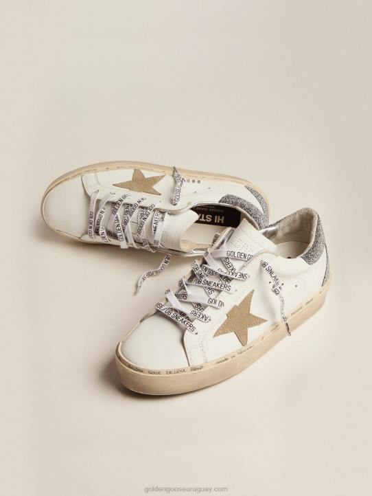 mujer zapatillas hi star con estrella de ante gris paloma y refuerzo en el talón con microcristales de swarovskiGolden Goose 02H6251