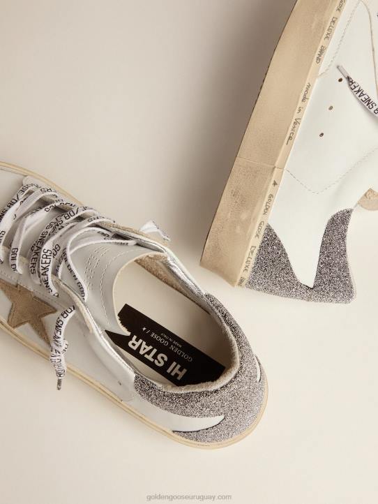 mujer zapatillas hi star con estrella de ante gris paloma y refuerzo en el talón con microcristales de swarovskiGolden Goose 02H6251