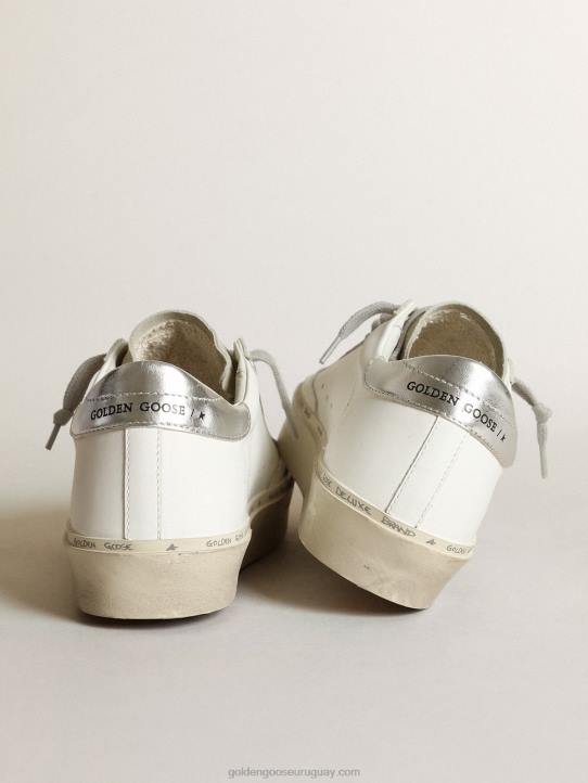 mujer zapatillas hi star con estrella de piel de potro con estampado de leopardo y refuerzo del talón de piel plateada metalizadaGolden Goose 02H6253