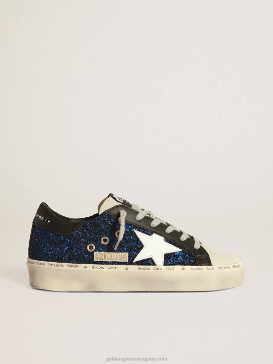 mujer zapatillas hi star de ante con purpurina azulGolden Goose 02H639