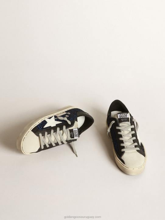 mujer zapatillas hi star de ante con purpurina azulGolden Goose 02H639