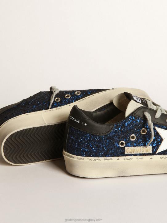mujer zapatillas hi star de ante con purpurina azulGolden Goose 02H639