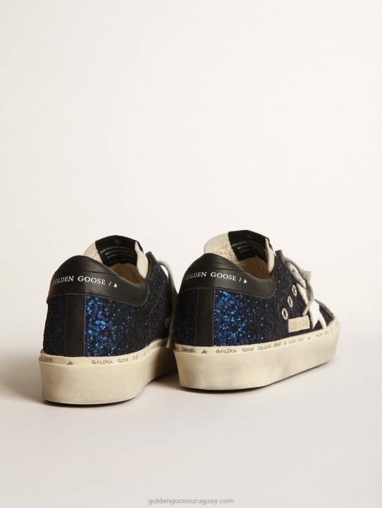 mujer zapatillas hi star de ante con purpurina azulGolden Goose 02H639