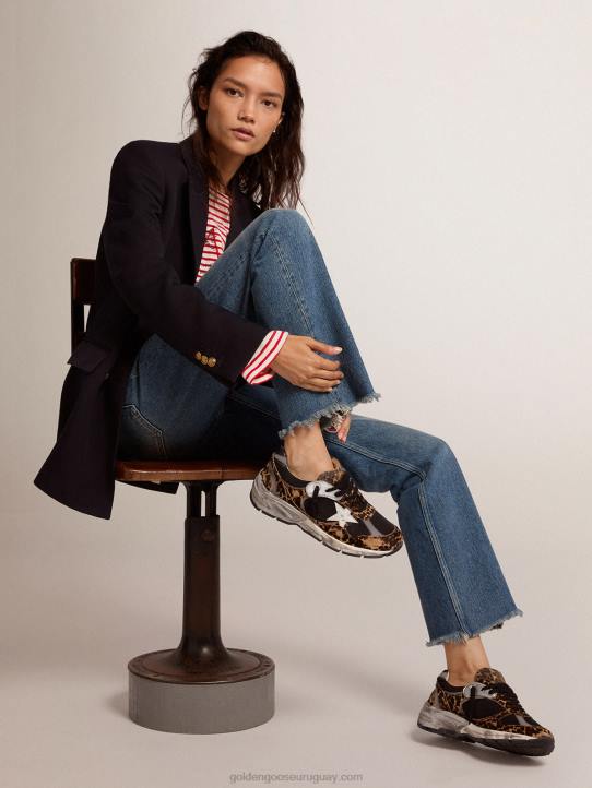 mujer zapatillas dad-star de piel de potro con estampado de leopardoGolden Goose 02H689