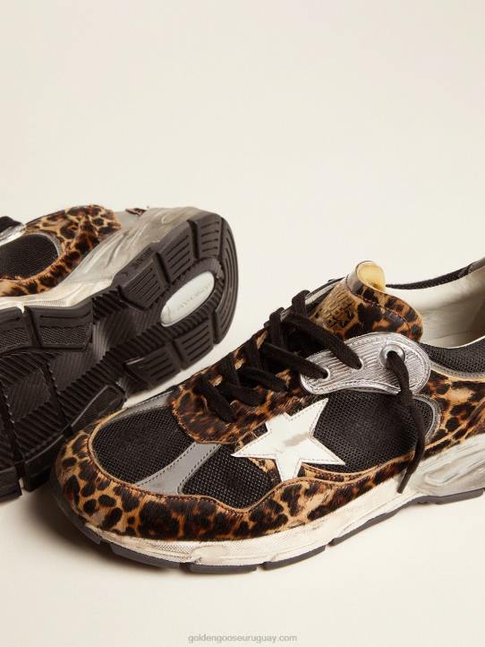 mujer zapatillas dad-star de piel de potro con estampado de leopardoGolden Goose 02H689