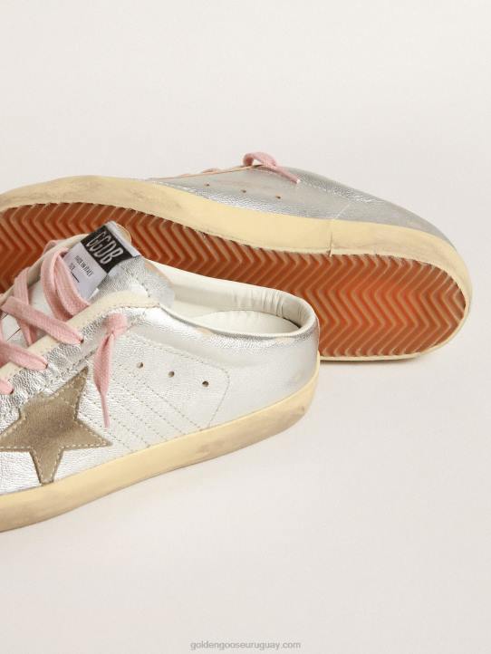 mujer zuecos super-star de piel plateada metalizada con estrella de anteGolden Goose 02H6237