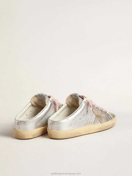 mujer zuecos super-star de piel plateada metalizada con estrella de anteGolden Goose 02H6237