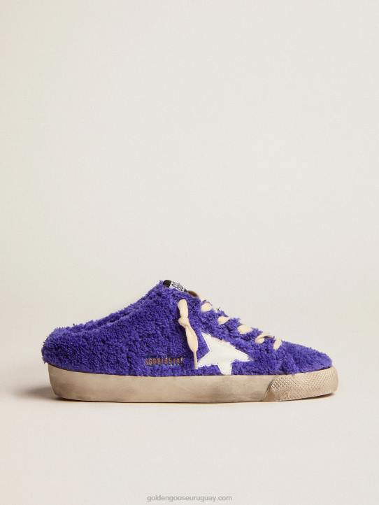 mujer zuecos super-star de rizo azul royal con estrella de piel blancaGolden Goose 02H6111