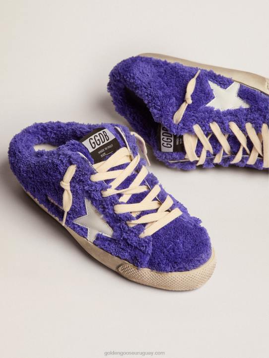 mujer zuecos super-star de rizo azul royal con estrella de piel blancaGolden Goose 02H6111