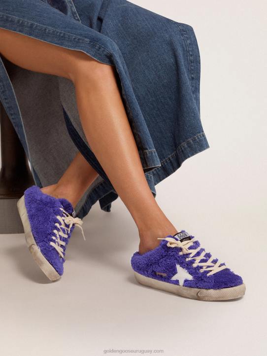 mujer zuecos super-star de rizo azul royal con estrella de piel blancaGolden Goose 02H6111
