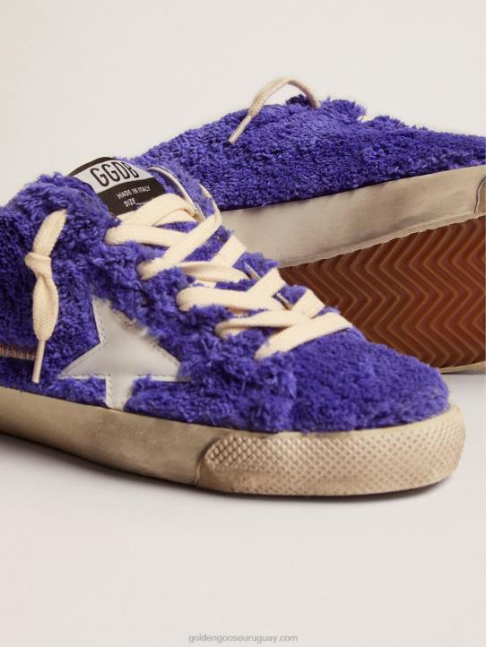 mujer zuecos super-star de rizo azul royal con estrella de piel blancaGolden Goose 02H6111