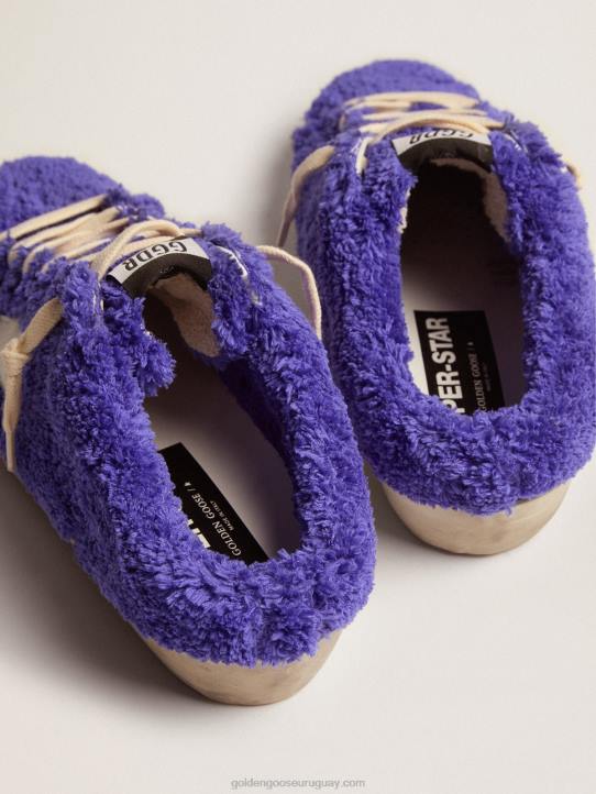 mujer zuecos super-star de rizo azul royal con estrella de piel blancaGolden Goose 02H6111
