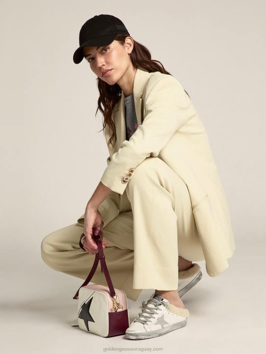 mujer zuecos superestrella de piel blanca con forro de borregoGolden Goose 02H696