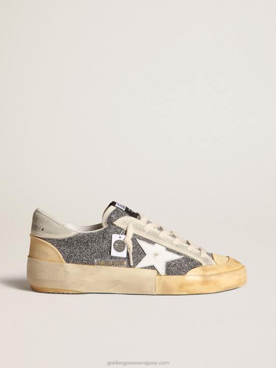 mujer Super-Star Lab con estrella blanca y parte superior con purpurina de Swarovski.Golden Goose 02H6140