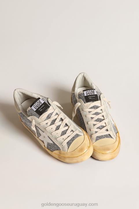 mujer Super-Star Lab con estrella blanca y parte superior con purpurina de Swarovski.Golden Goose 02H6140