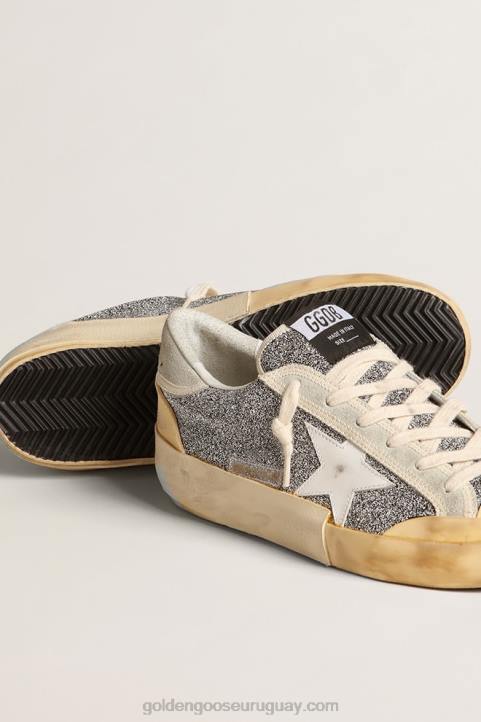 mujer Super-Star Lab con estrella blanca y parte superior con purpurina de Swarovski.Golden Goose 02H6140