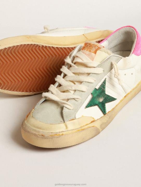 mujer Super-star penstar con estrella verde y refuerzo de talón de langosta fluorescenteGolden Goose 02H6188