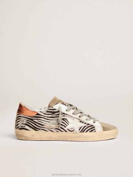 mujer Zapatillas deportivas super-star ltd de piel de potro con estampado de cebra y estrella de piel blancaGolden Goose 02H6123