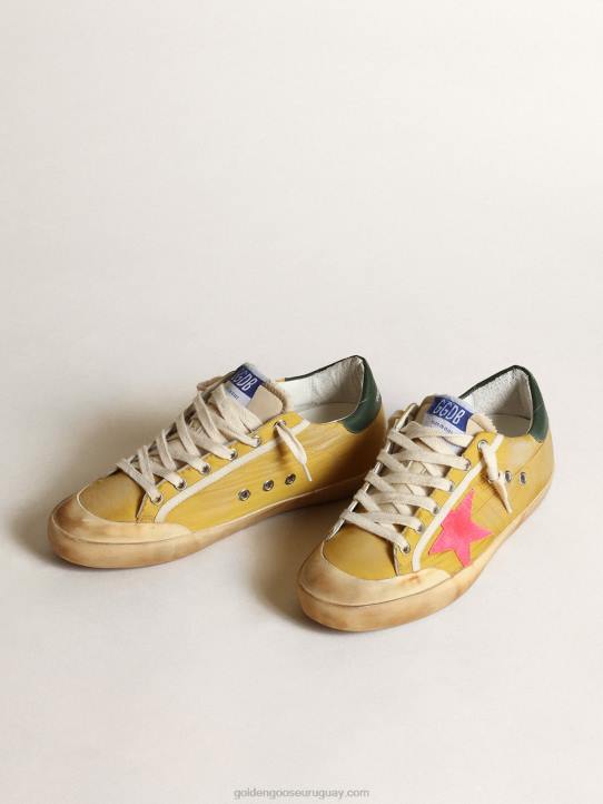 mujer Zapatillas super-star penstar de nailon color mostaza con estrella de ante color langosta fluorescenteGolden Goose 02H631