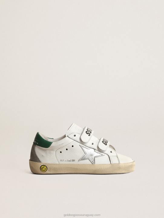 mujer old school young con estrella de piel metalizada y talonera verdeGolden Goose 02H6873