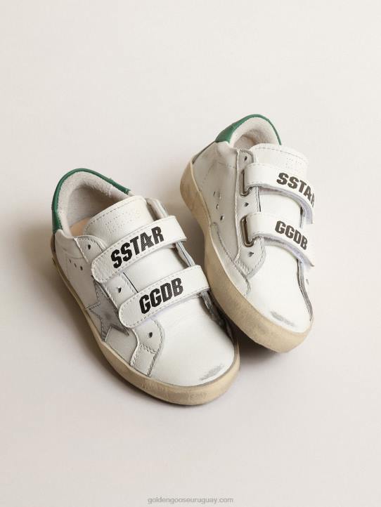 mujer old school young con estrella de piel metalizada y talonera verdeGolden Goose 02H6873