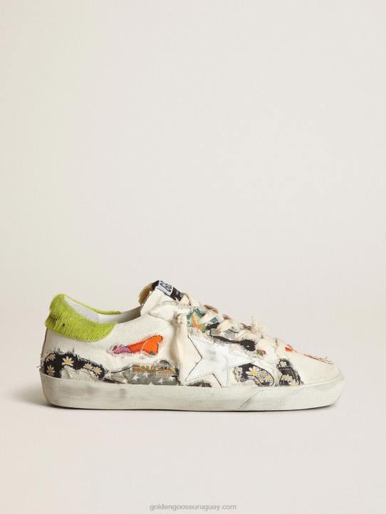 mujer super-star lab con estampados multicolores y estrella de cuero blancoGolden Goose 02H6170