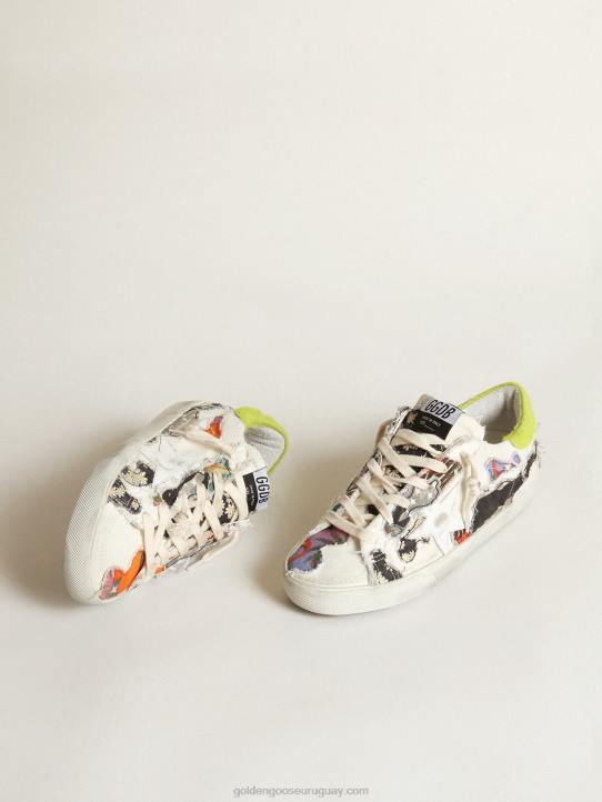 mujer super-star lab con estampados multicolores y estrella de cuero blancoGolden Goose 02H6170