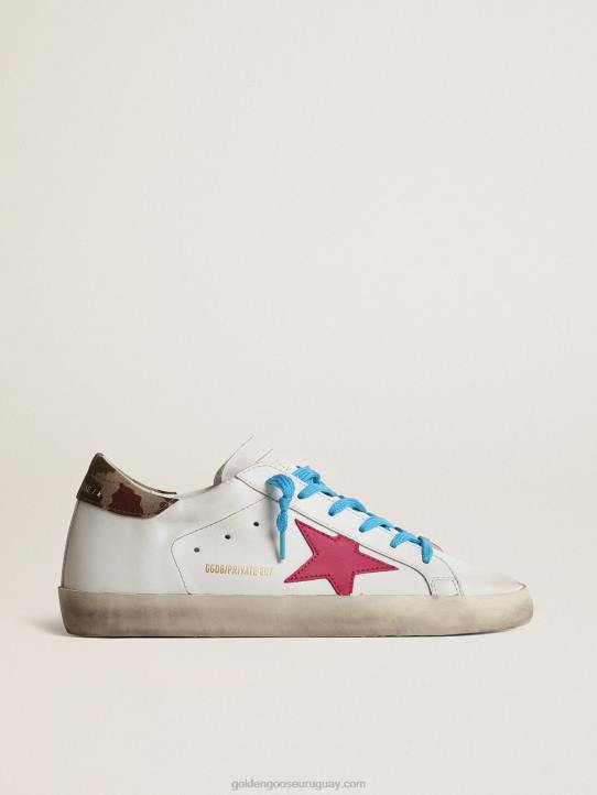 mujer super-star ltd con estrella de ante fucsia y refuerzo de camuflaje en el talónGolden Goose 02H6239