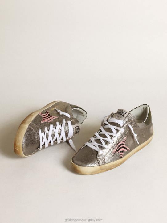 mujer super-star ltd de ante laminado gris con estrella de piel de potroGolden Goose 02H6244