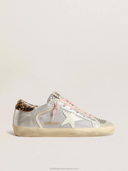mujer super-star ltd en malla y ante con lengüeta plateada brillanteGolden Goose 02H6250